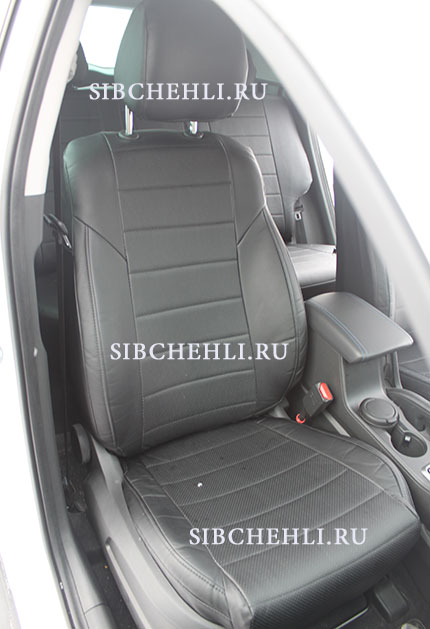 Чехлы на передние сиденья Hyundai Tucson 3 2015- черная экокожа