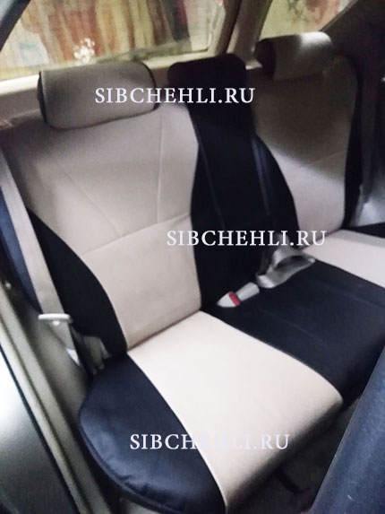 Чехлы на задние сиденья Lexus RX300 чернобежевая экокожа