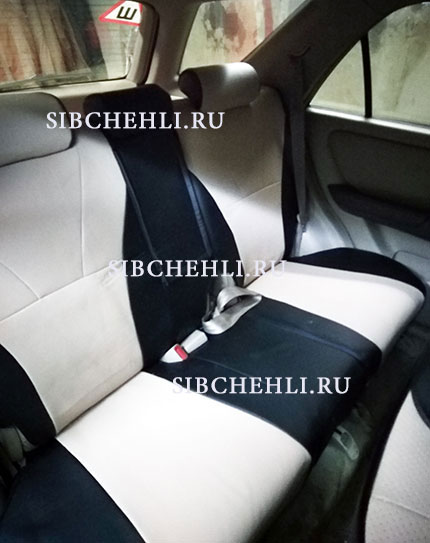 Чехлы на задние сиденья Lexus RX300 чернобежевая экокожа