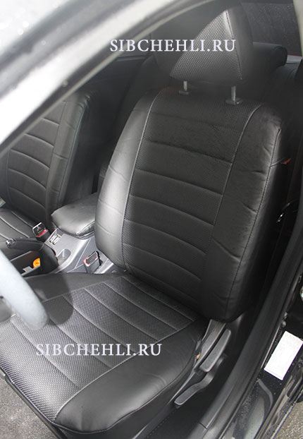 Чехлы на передние сиденья Mitsubishi lancer 10 черная экокожа