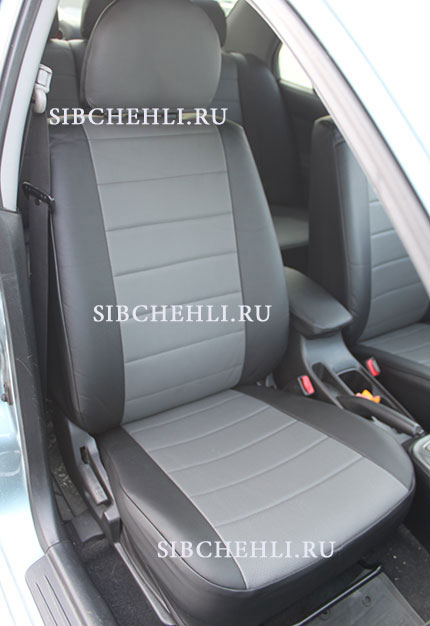 Чехлы на передние сиденья Mitsubishi Lancer 9 черносерая экокожа