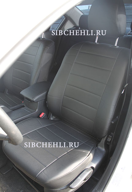 Чехлы на передние сиденья Toyota Corolla 150 черная экокожа