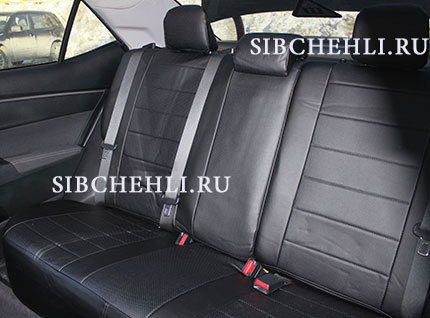 Чехлы на задние сиденья Toyota Corolla 2013-2016 черная экокожа